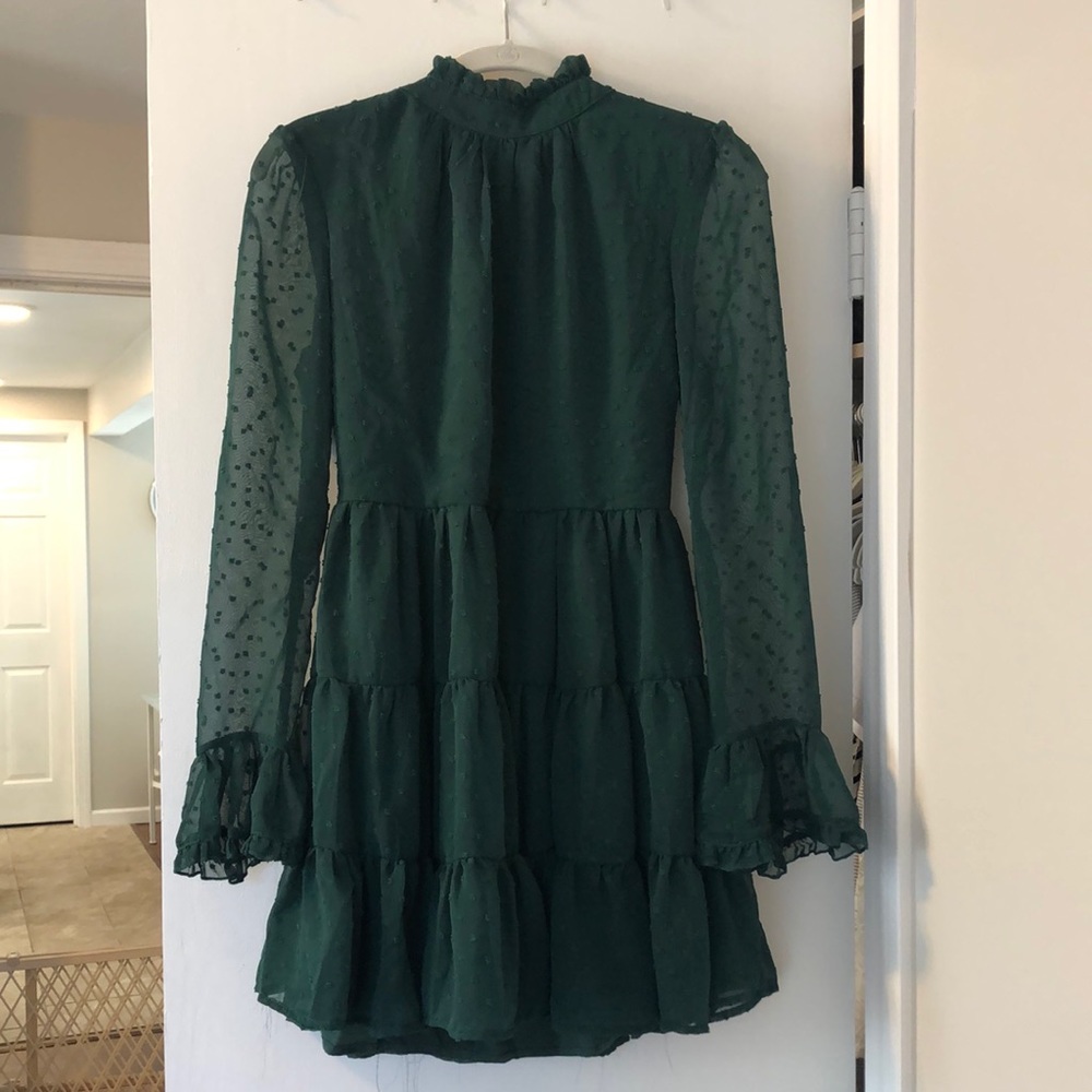 Green Long sleeve Mini Dress